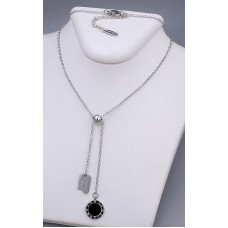 Ланцюжок Stainless Steel з кулонами із чорною емаллю. Сталь. Родій. Довжина: 45.5-50.5 см