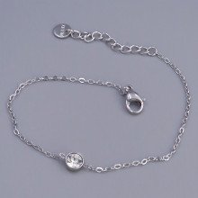 Браслет Stainless Steel. Сталь. Родій. Камені: циркон. Довжина: 16.5-20 см. Ширина: 6 мм.