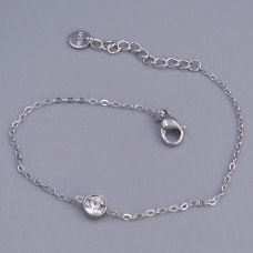 Браслет Stainless Steel. Сталь. Родій. Камені: циркон. Довжина: 16.5-20 см. Ширина: 6 мм.