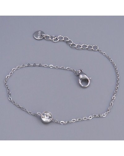Браслет Stainless Steel. Сталь. Родій. Камені: циркон. Довжина: 16.5-20 см. Ширина: 6 мм.