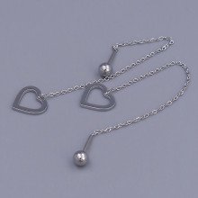 Сережки-протяжки Stainless Steel. Сталь. Родій. Довжина: 88 мм