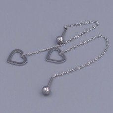 Сережки-протяжки Stainless Steel. Сталь. Родій. Довжина: 88 мм