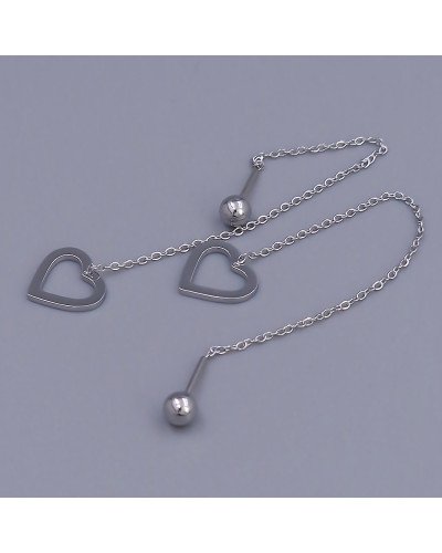 Сережки-протяжки Stainless Steel. Сталь. Родій. Довжина: 88 мм