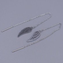 Сережки-протяжки Stainless Steel. Сталь. Родій. Довжина: 100 мм