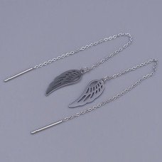 Сережки-протяжки Stainless Steel. Сталь. Родій. Довжина: 100 мм
