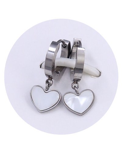 Сережки Stainless Steel з білою емаллю. Сталь. Родій. Довжина: 22 мм. Ширина: 10 мм.