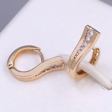 Сережки ХР. Позолота 18К. Камені: білий циркон. Довжина: 15 мм. Ширина: 5 мм. Діаметр: 12 мм