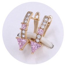 Сережки ХР. Позолота 18К. Камені: циркон. Довжина: 18 мм. Ширина: 7 мм.