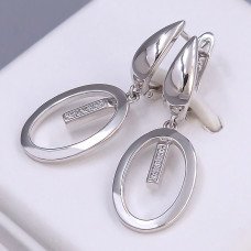 Сережки ХР. Родій. Камені: білий циркон. Довжина: 35 мм. Ширина: 13 мм