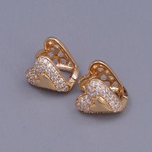 Сережки ХР СМ. Позолота 18К. Камені: білий циркон. Довжина: 15 мм. Ширина: 12 мм.