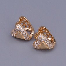 Сережки ХР СМ. Позолота 18К. Камені: білий циркон. Довжина: 15 мм. Ширина: 12 мм.