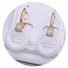 Сережки ХР. Позолота 18К. Камені: білий циркон. Довжина: 35 мм. Ширина: 17 мм.