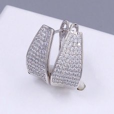 Сережки ХР. Родій. Камені: білий циркон. Довжина: 19 мм. Ширина: 9 мм