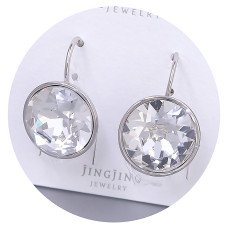 Сережки ХР. Родій. Камені: Swarovski білого кольору. Довжина: 21 мм. Ширина: 15 мм.