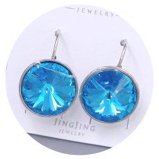 Сережки ХР. Родій. Камені: Swarovski бірюзового кольору. Довжина: 21 мм. Ширина: 15 мм.