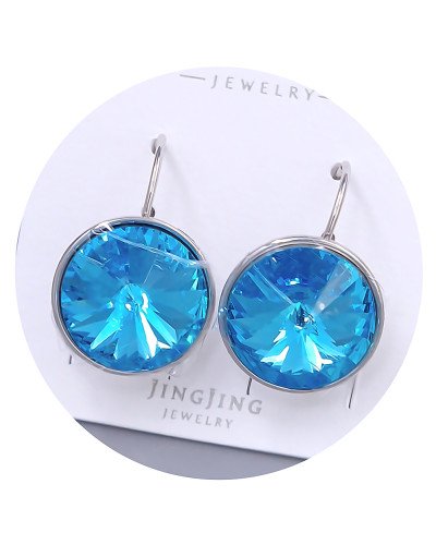 Сережки ХР. Родій. Камені: Swarovski бірюзового кольору. Довжина: 21 мм. Ширина: 15 мм.