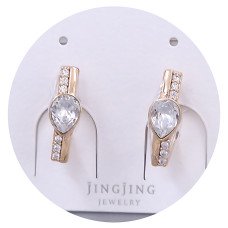 Сережки XР. Позолота 18К. Камені: Swarovski та циркон білого кольору. Довжина: 16 мм. Ширина: 5 мм.