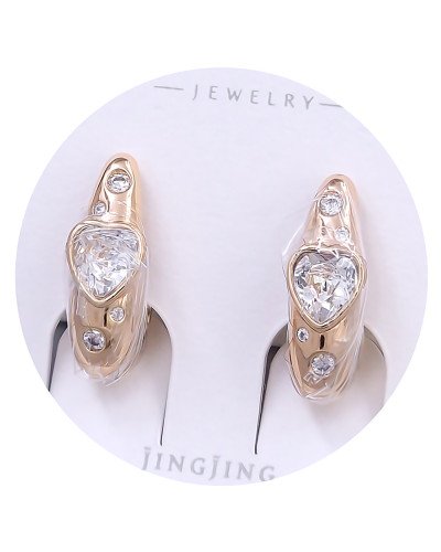 Сережки XР. Позолота 18К. Камені: Swarovski та циркон білого кольору. Довжина: 18 мм. Ширина: 6 мм.