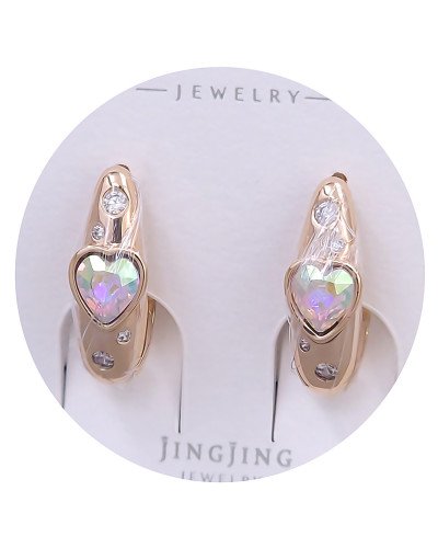 Сережки XР. Позолота 18К. Swarovski бензинового кольору та білий циркон. Довжина: 18 мм. Ширина: 6 мм.