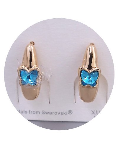 Сережки XР. Позолота 18К. Swarovski блакитного кольору. Довжина: 18 мм. Ширина: 6 мм.