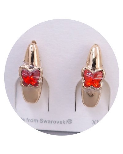 Сережки XР. Позолота 18К. Swarovski червоного кольору. Довжина: 18 мм. Ширина: 6 мм.
