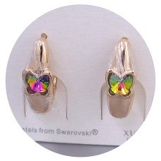 Сережки XР. Позолота 18К. Swarovski хамелеон. Довжина: 18 мм. Ширина: 6 мм.