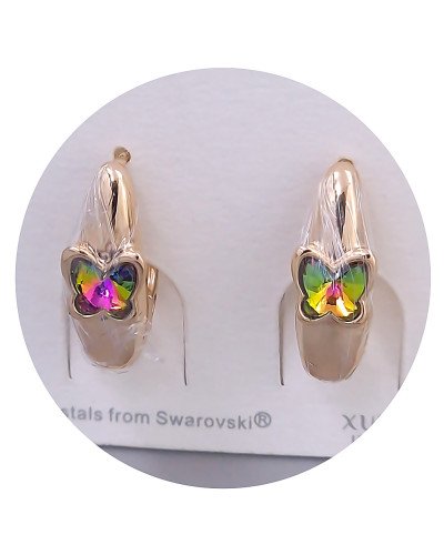 Сережки XР. Позолота 18К. Swarovski хамелеон. Довжина: 18 мм. Ширина: 6 мм.