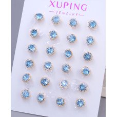 Сережки-гвоздики XР. Позолота 18К. Камені: Swarovski блакитного кольору. Діаметр: 6 мм 12 пар