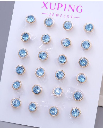 Сережки-гвоздики XР. Позолота 18К. Камені: Swarovski блакитного кольору. Діаметр: 6 мм 12 пар