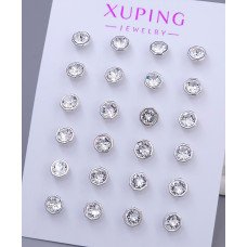 Сережки-гвоздики ХР. Родій. Камені: Swarovski білого кольору. Діаметр: 6 мм 12 пар