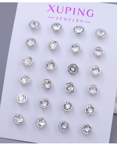 Сережки-гвоздики ХР. Родій. Камені: Swarovski білого кольору. Діаметр: 6 мм 12 пар