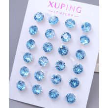 Сережки-гвоздики XР. Позолота 18К. Камені: Swarovski блакитного кольору. Діаметр: 7 мм 12 пар