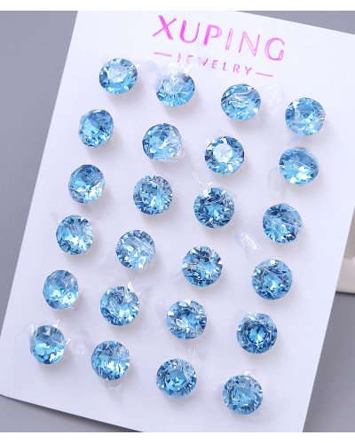 Сережки-гвоздики XР. Позолота 18К. Камені: Swarovski блакитного кольору. Діаметр: 7 мм 12 пар