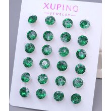 Сережки-гвоздики XР. Позолота 18К. Камені: Swarovski зеленого кольору. Діаметр: 7 мм 12 пар
