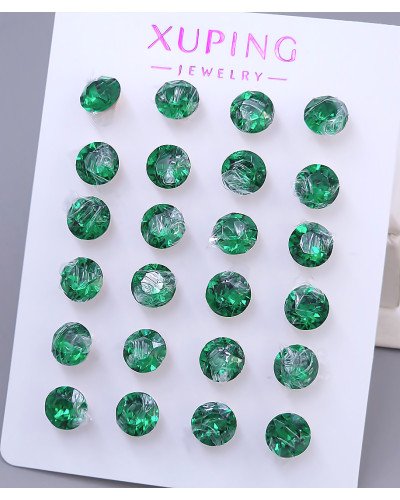 Сережки-гвоздики XР. Позолота 18К. Камені: Swarovski зеленого кольору. Діаметр: 7 мм 12 пар