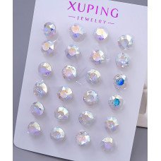 Сережки-гвоздики XР. Позолота 18К. Камені: Swarovski бензинового кольору. Діаметр: 7 мм 12 пар