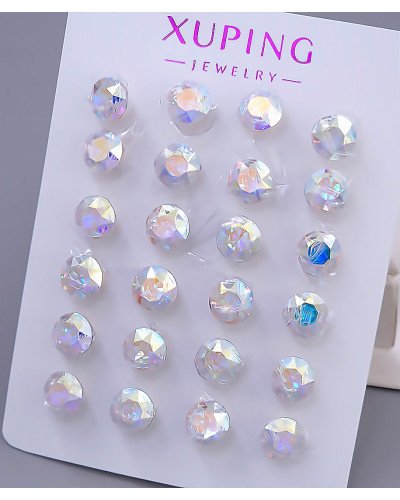 Сережки-гвоздики XР. Позолота 18К. Камені: Swarovski бензинового кольору. Діаметр: 7 мм 12 пар