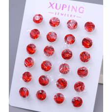 Сережки-гвоздики XР. Позолота 18К. Камені: Swarovski червоного кольору. Діаметр: 7 мм 12 пар