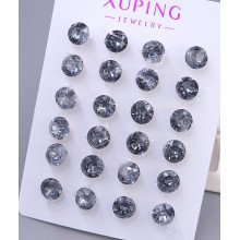 Сережки-гвоздики XР. Позолота 18К. Камені: Swarovski чорного кольору. Діаметр: 7 мм 12 пар