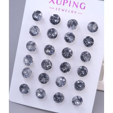 Сережки-гвоздики XР. Позолота 18К. Камені: Swarovski чорного кольору. Діаметр: 7 мм 12 пар