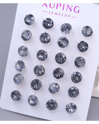 Сережки-гвоздики XР. Позолота 18К. Камені: Swarovski чорного кольору. Діаметр: 7 мм 12 пар