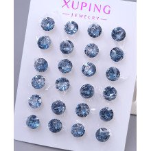 Сережки-гвоздики XР. Позолота 18К. Камені: Swarovski темно-синьо-сірого кольору. Діаметр: 7 мм 12 пар