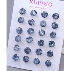 Сережки-гвоздики XР. Позолота 18К. Камені: Swarovski темно-синьо-сірого кольору. Діаметр: 7 мм 12 пар