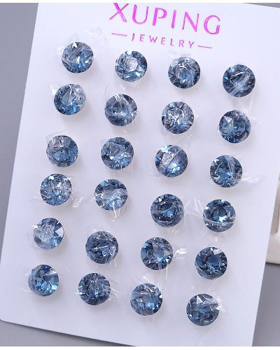 Сережки-гвоздики XР. Позолота 18К. Камені: Swarovski темно-синьо-сірого кольору. Діаметр: 7 мм 12 пар