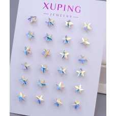 Сережки-гвоздики XР. Позолота 18К. Камені: Swarovski бензинового кольору. Діаметр: 6 мм 12 пар