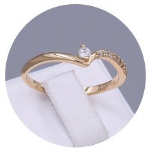 Каблучка XР. Позолота 18К. Камені: білий циркон. Є: 17р 18р 19р