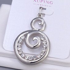 Кулон XР. Родій. Камені: білий циркон. Довжина: 43 мм. Ширина: 15 мм.