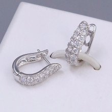 Сережки ХР. Родій. Камені: білий циркон. Довжина: 16 мм. Ширина: 5 мм