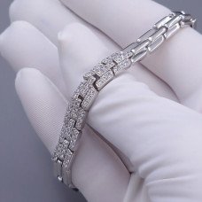 Браслет ХР. Родій. Камені: білий циркон. Довжина: 16.5-18.5 см. Ширина: 7 мм