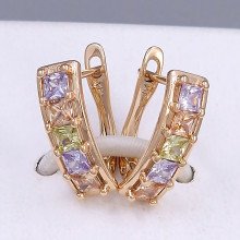 Сережки ХР. Позолота 18К. Камені: циркон. Довжина: 17 мм. Ширина: 6 мм.